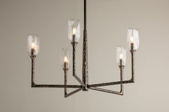 Lyle 6-Light Chandelier by Troy Lighting with Clear Cast Glass Shade and Adjustable Height