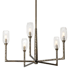 Lyle 6-Light Chandelier by Troy Lighting with Clear Cast Glass Shade and Adjustable Height