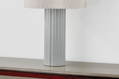 Manchester Table Lamp 28"H Aged Brass & Shell Grey Ceramic with Natural Linen Shade by Hudson Valley