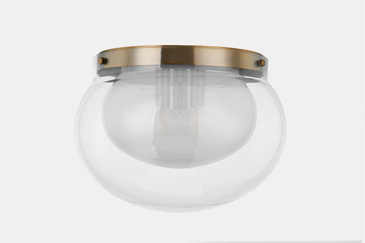 Magma 3-Light Flush Mount Ceiling Light by Troy Lighting with Dimmable Feature and Elegant Patina Brass Finish