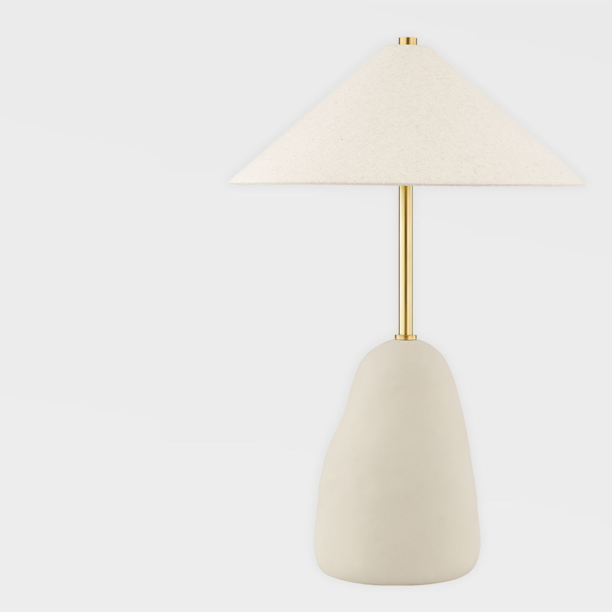 Mitzi Maia Table Lamp 28.25" Aged Brass Finish & Beige Ceramic Base, Dimmable, 2 Bulb E26