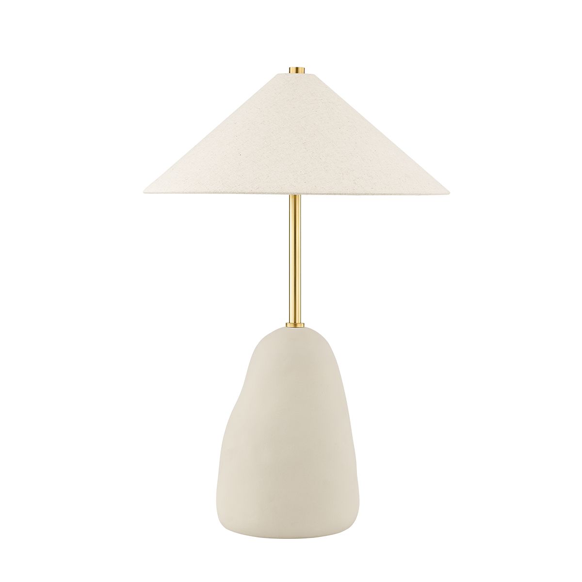 Mitzi Maia Table Lamp 28.25" Aged Brass Finish & Beige Ceramic Base, Dimmable, 2 Bulb E26