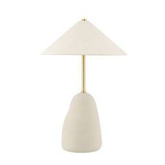 Mitzi Maia Table Lamp 28.25" Aged Brass Finish & Beige Ceramic Base, Dimmable, 2 Bulb E26