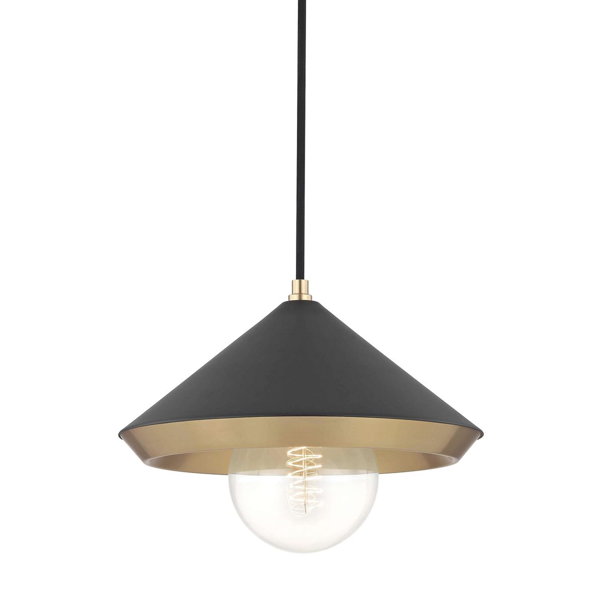 Mitzi Marnie Large Pendant Light - Aged Brass & Black, Dimmable, Stylish Modern Design