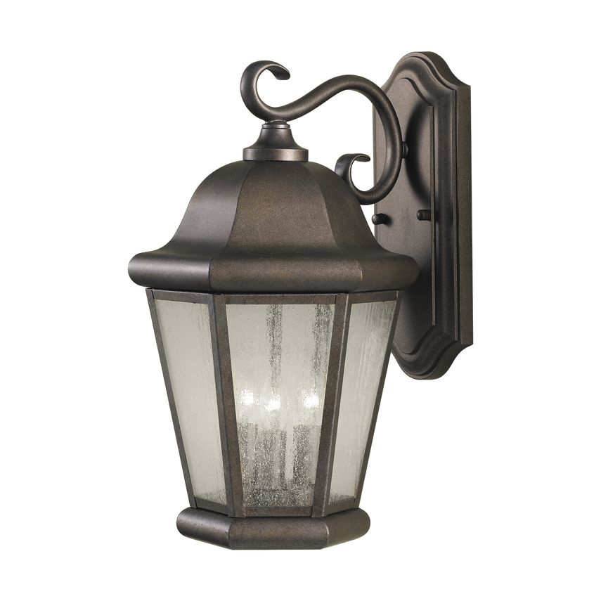 Martinsville 17-Inch Large 3-Light Outdoor Wall Lantern with Clear Seeded Glass by Visual Comfort