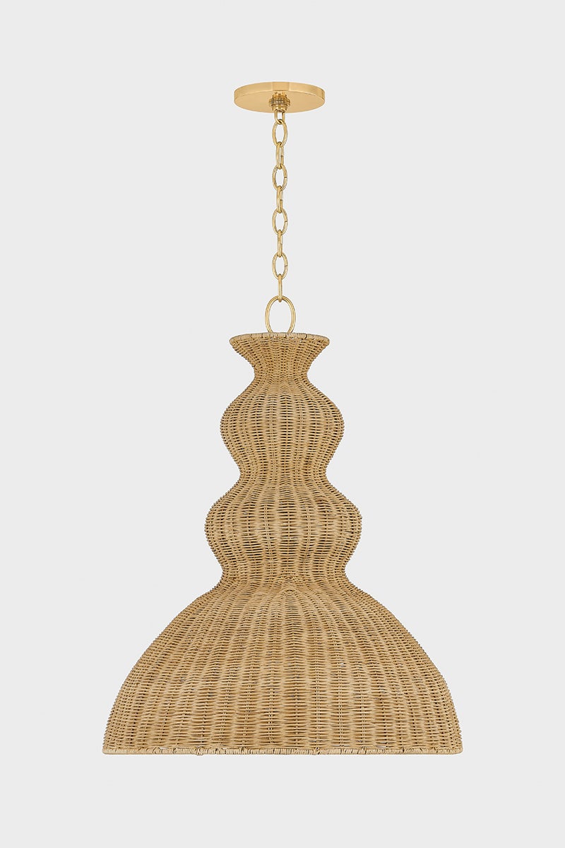 Mayla Large Pendant Light by Mitzi - Aged Brass Finish, Coastal-Inspired Design, Adjustable Height 27"H x 21.25"W