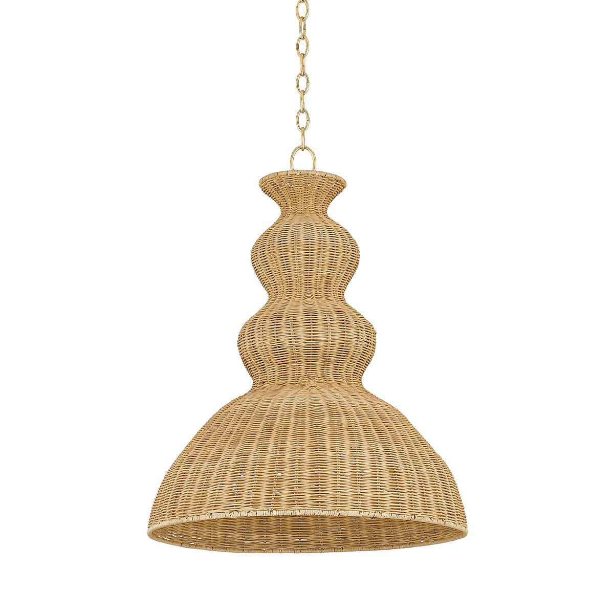 Mayla Large Pendant Light by Mitzi - Aged Brass Finish, Coastal-Inspired Design, Adjustable Height 27"H x 21.25"W