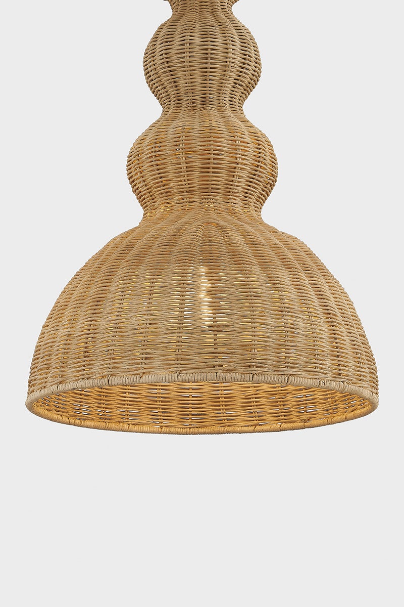 Mitzi Mayla 9" Small Pendant Light - Coastal-Inspired Rattan Shade, Dimmable, Aged Brass Finish