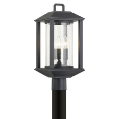 Mccarthy 19.25-Inch Outdoor Post Light by Troy Lighting with Clear Seeded Glass, Forged Iron Finish