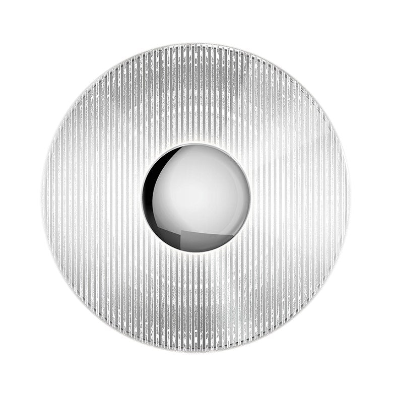 Sonneman Meclisse LED Sconce 15W Dimmable Wall Light with Ribbed Glass Disc & Chrome Finish