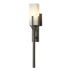 Hubbardton Forge Mediki Sconce 24.5" Wall Light with Opal Glass Shade, Dimmable, UL Damp Rated