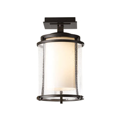 Hubbardton Forge Meridian 12.6" Outdoor Semi-Flush Ceiling Light, Dimmable, Opal & Seeded Glass