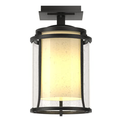 Hubbardton Forge Meridian 12.6" Outdoor Semi-Flush Ceiling Light, Dimmable, Opal & Seeded Glass