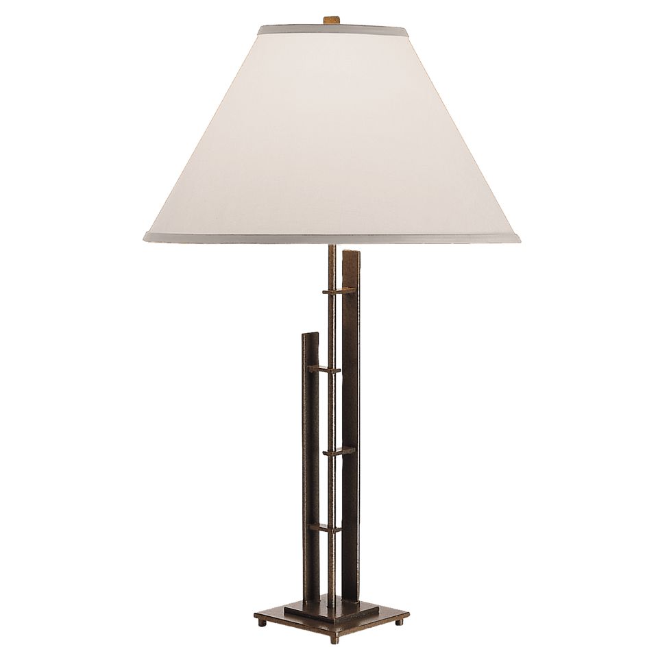 Hubbardton Forge Metra 2-Light Table Lamp, Dimmable, Customizable Finishes, Handcrafted Steel