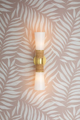 Mitzi Mica 2-Light Wall Sconce in Aged Brass with Opal Glass Shade and Dimmable Feature