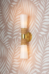 Mitzi Mica 2-Light Wall Sconce in Aged Brass with Opal Glass Shade and Dimmable Feature