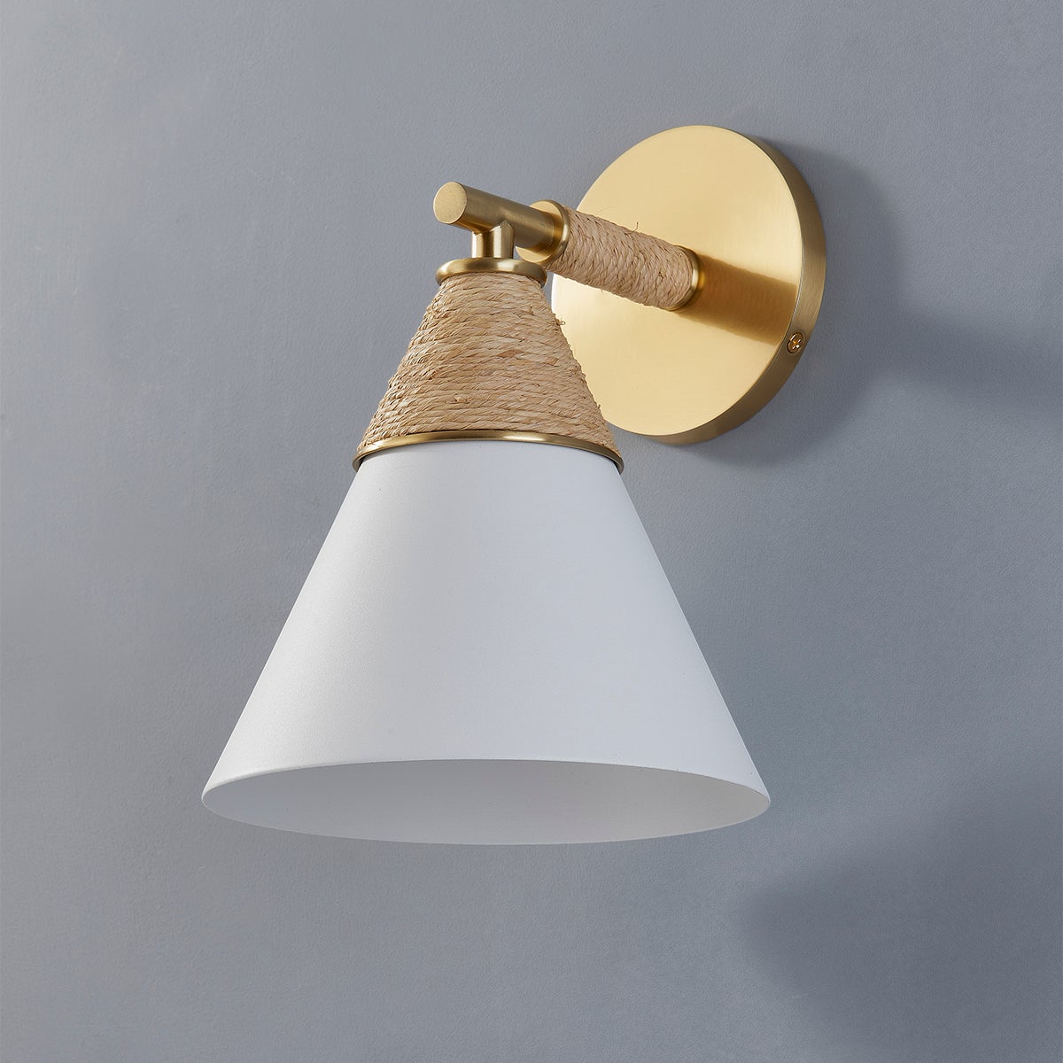 Mitzi Mica Wall Sconce Light, Dimmable Coastal Design in Aged Brass with Opal Shade, UL Damp Rated