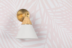 Mitzi Mica Wall Sconce Light, Dimmable Coastal Design in Aged Brass with Opal Shade, UL Damp Rated