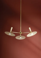 Milena Chandelier by Mitzi H906803-AGB/SCR, Mid-Century Modern Design, Dimmable, 3-Light Fixture in Aged Brass and Soft Cream