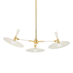 Milena Chandelier by Mitzi H906803-AGB/SCR, Mid-Century Modern Design, Dimmable, 3-Light Fixture in Aged Brass and Soft Cream