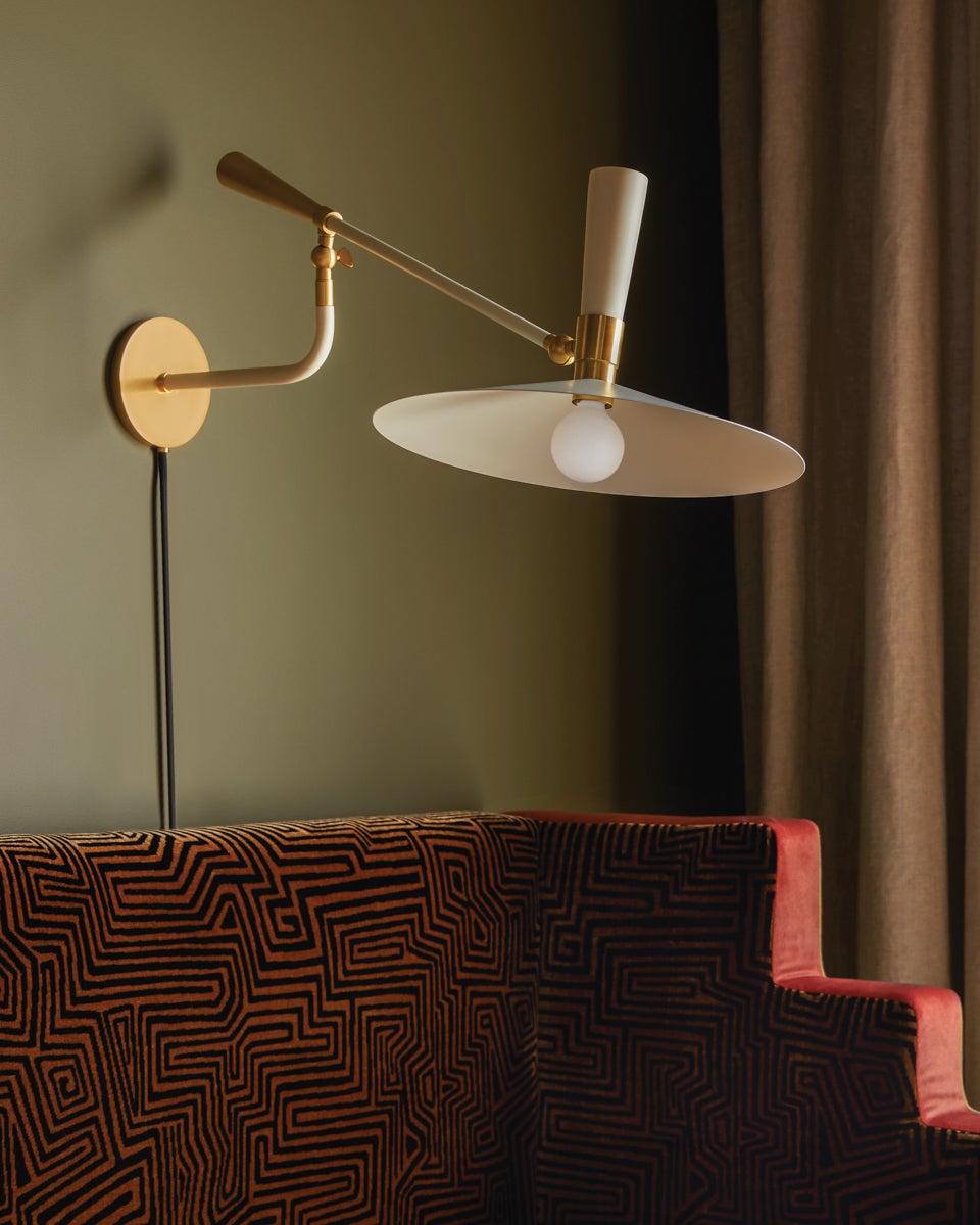 Milena Plug-In Wall Sconce by Mitzi - Dimmable Mid-Century Modern Design in Aged Brass Finish