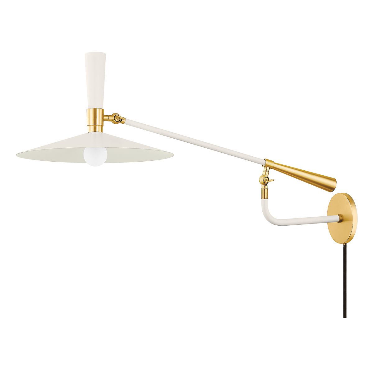 Milena Plug-In Wall Sconce by Mitzi - Dimmable Mid-Century Modern Design in Aged Brass Finish