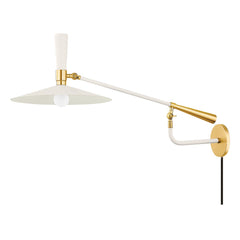 Milena Plug-In Wall Sconce by Mitzi - Dimmable Mid-Century Modern Design in Aged Brass Finish