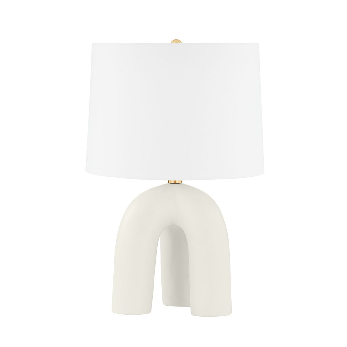 Mills Pond Table Lamp 21.75" Tall with Aged Brass Tripod Base and White Linen Shade by Hudson Valley Lighting