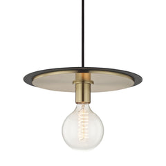 Mitzi Milo Pendant Light 12-117.5 Inches Adjustable Aged Brass & Black Finish Elegant Lighting Fixture