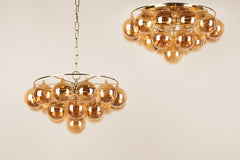 Mitzi Mimi 6-Light Chandelier With Swirl-Ribbed Champagne Glass & Aged Brass Frame, UL Damp Rated