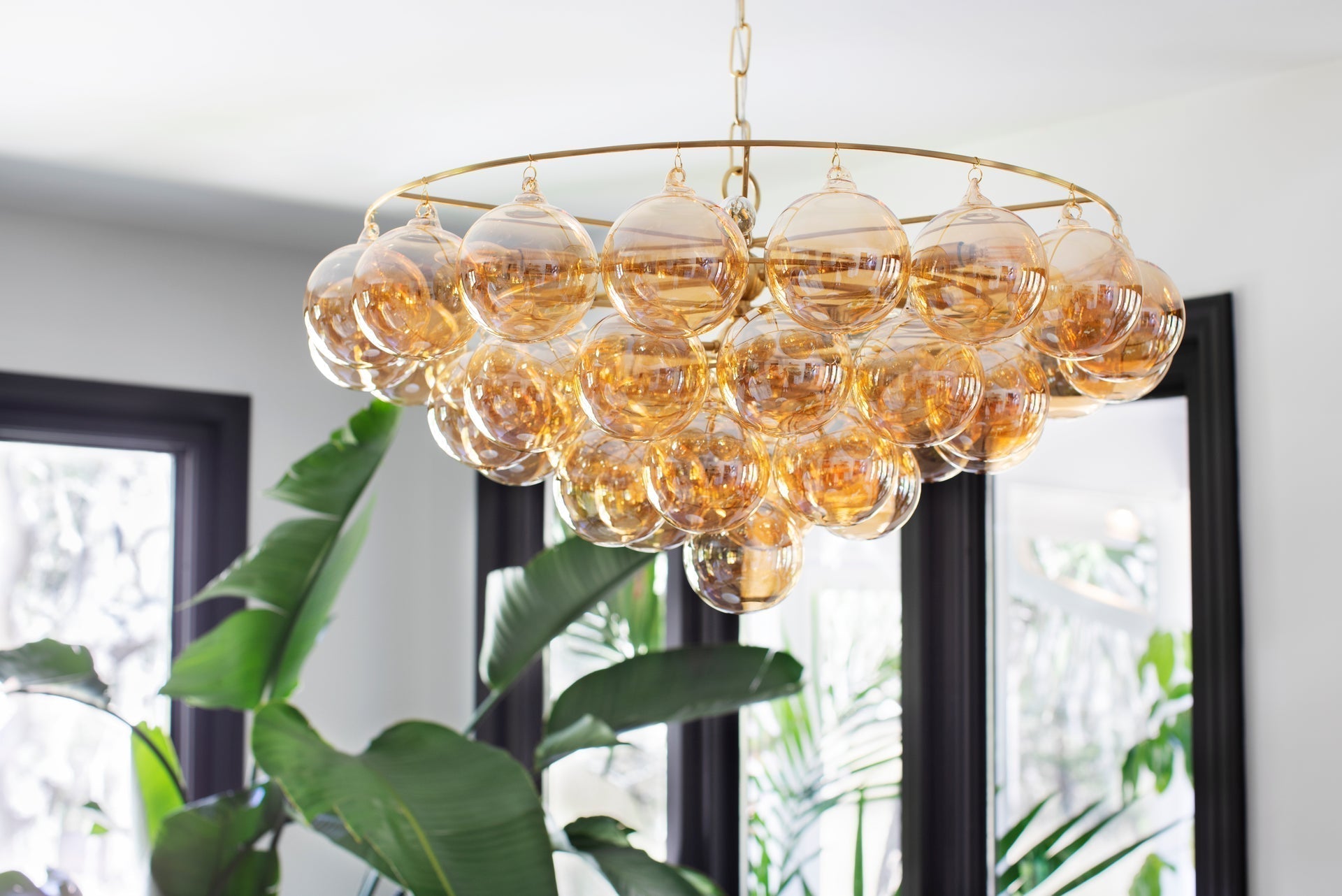 Mimi 9-Light Chandelier by Mitzi with Aged Brass Frame & Swirl Ribbed Glass Globes