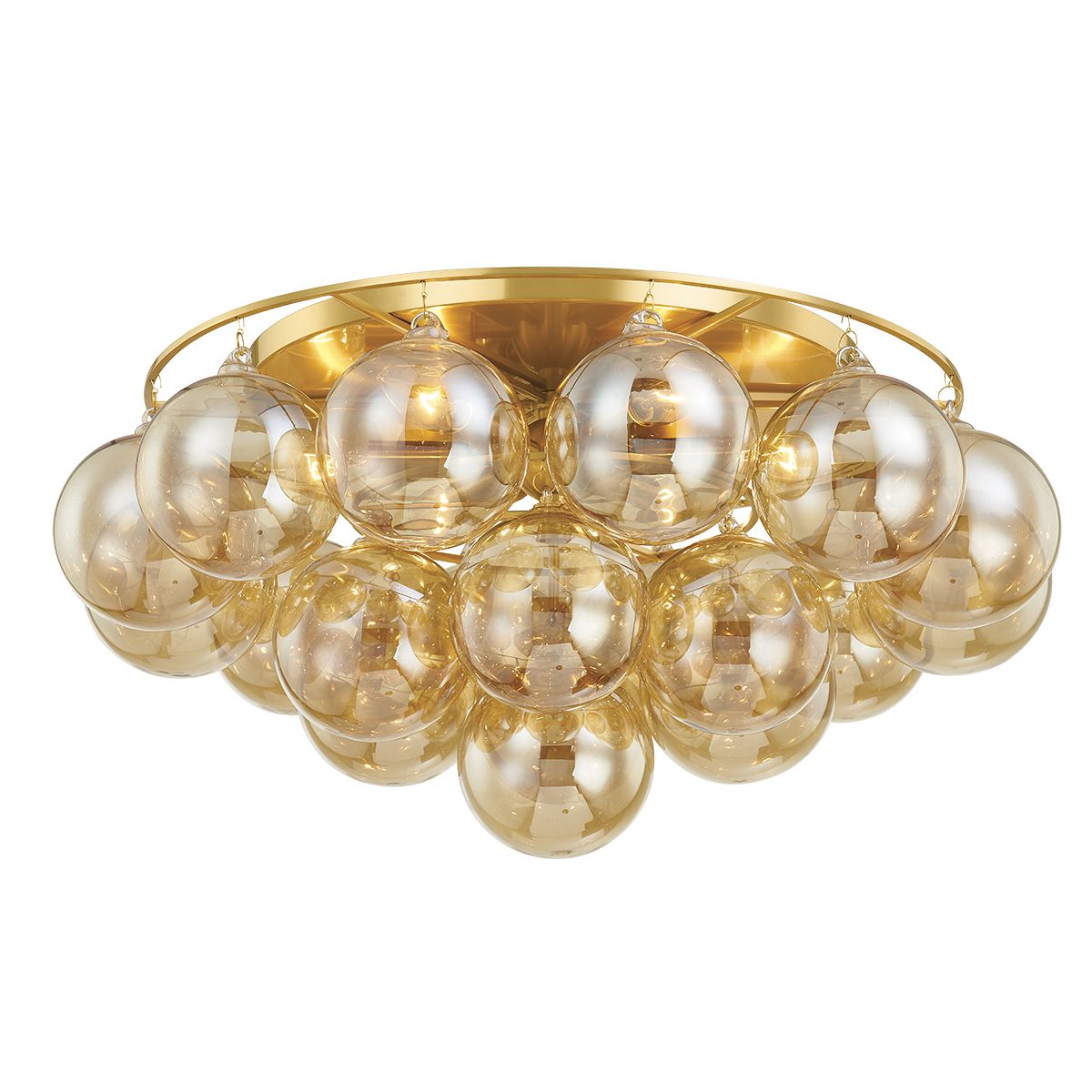 Mitzi Mimi 6-Light Flush Mount Ceiling Light with Swirl-Ribbed Glass Globes in Aged Brass