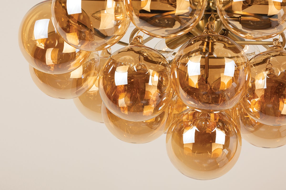 Mitzi Mimi 6-Light Flush Mount Ceiling Light with Swirl-Ribbed Glass Globes in Aged Brass