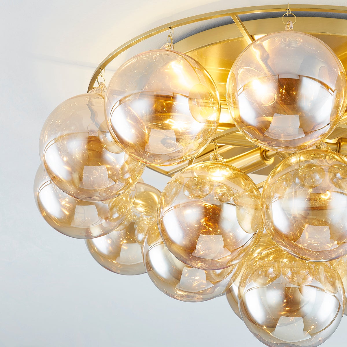 Mitzi Mimi 6-Light Flush Mount Ceiling Light with Swirl-Ribbed Glass Globes in Aged Brass