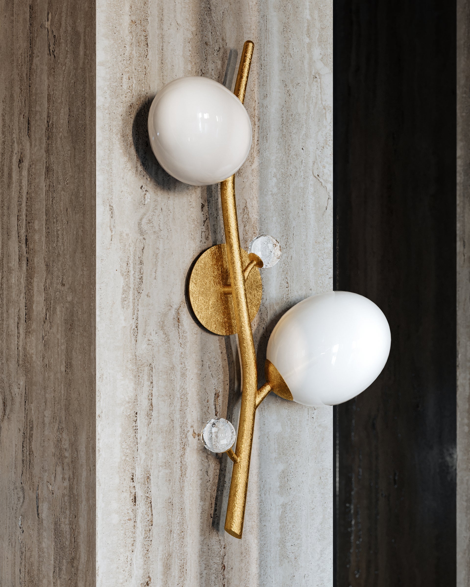 Mirielle Sconce by Corbett Lighting, Vintage Gold Leaf Finish, Dimmable, 32.5" Height, ETL Damp Rated