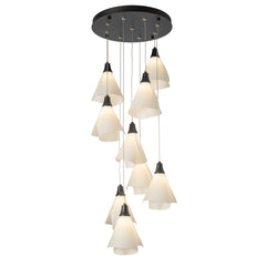 Mobius 9-Light Pendant by Hubbardton Forge with Spun Frost Shades and Customizable Finishes