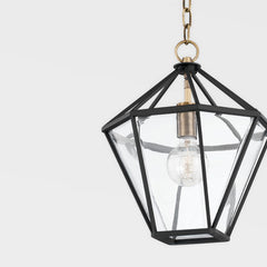 Moss Lantern by Troy Lighting, Adjustable 17.5"-87.75" Height, Patina Brass & Textured Black Finish