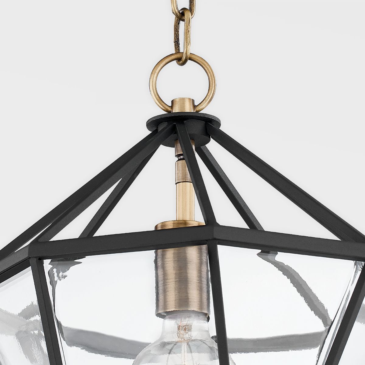 Moss Lantern by Troy Lighting, Adjustable 17.5"-87.75" Height, Patina Brass & Textured Black Finish