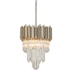 Mystique Large Pendant Light by Corbett Lighting, Adjustable 27.75" to 110.5", Crystal Shade, Silver Leaf Finish