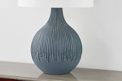 Nepperhan Table Lamp by Hudson Valley Lighting - 28" H Gourd Shape in Aged Brass and Ceramic Blue