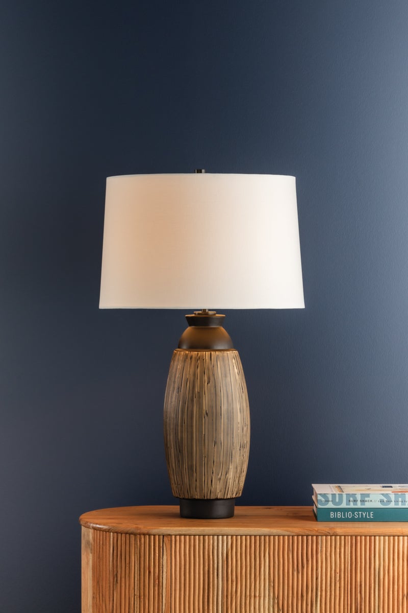 Naseby Table Lamp by Hudson Valley Lighting - 30" H Distressed Bronze & Ceramic Black Design