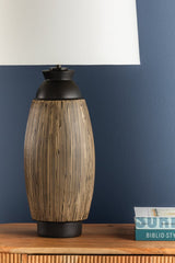 Naseby Table Lamp by Hudson Valley Lighting - 30" H Distressed Bronze & Ceramic Black Design