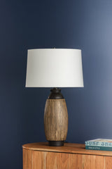 Naseby Table Lamp by Hudson Valley Lighting - 30" H Distressed Bronze & Ceramic Black Design