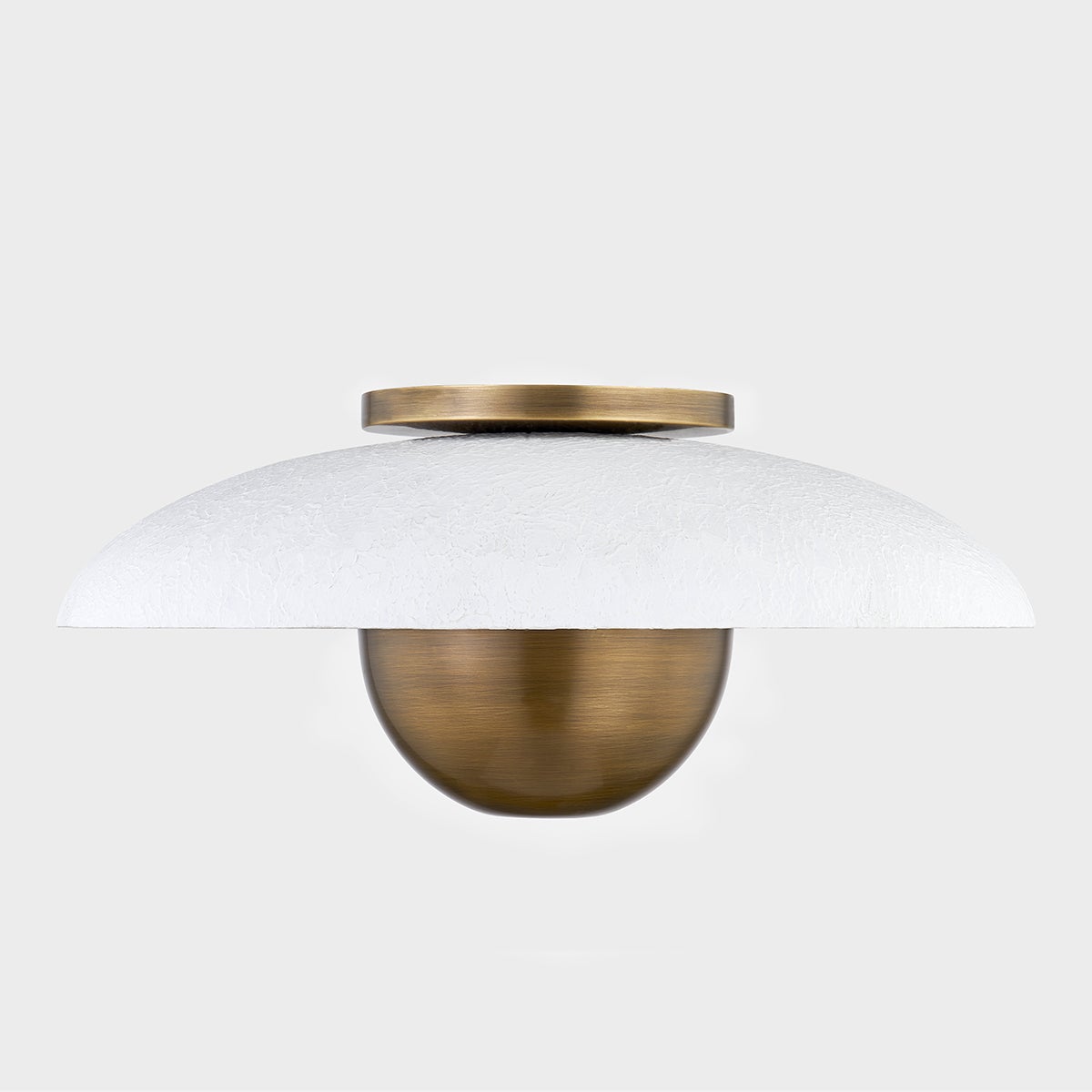 Noah Ceiling Light by Troy Lighting - Dimmable Patina Brass & White Disc, 575 Lumens, 20W Max