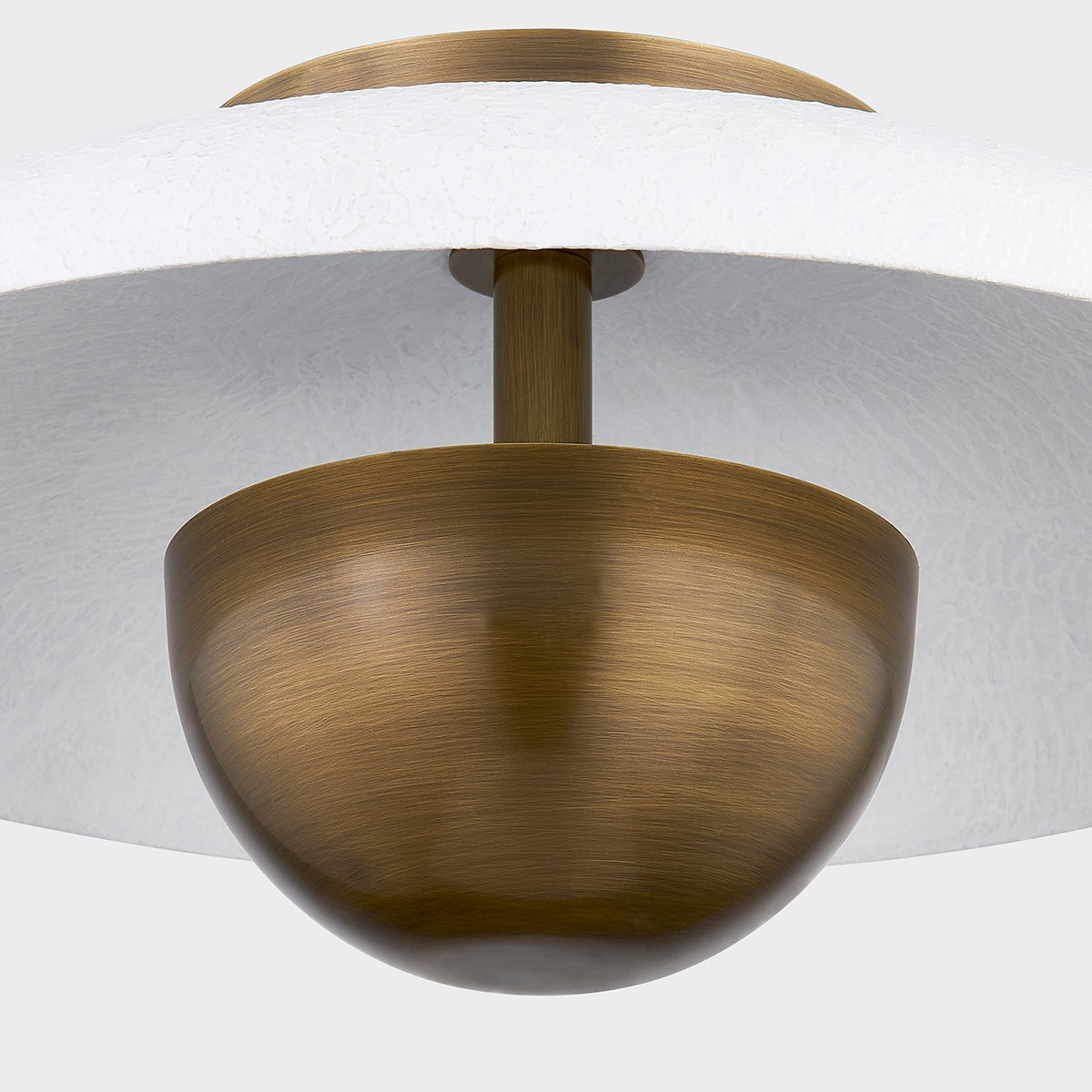 Noah Ceiling Light by Troy Lighting - Dimmable Patina Brass & White Disc, 575 Lumens, 20W Max