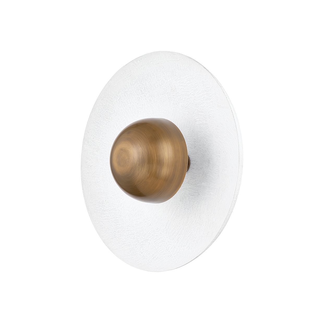 Noah Ceiling Light by Troy Lighting - Dimmable Patina Brass & White Disc, 575 Lumens, 20W Max