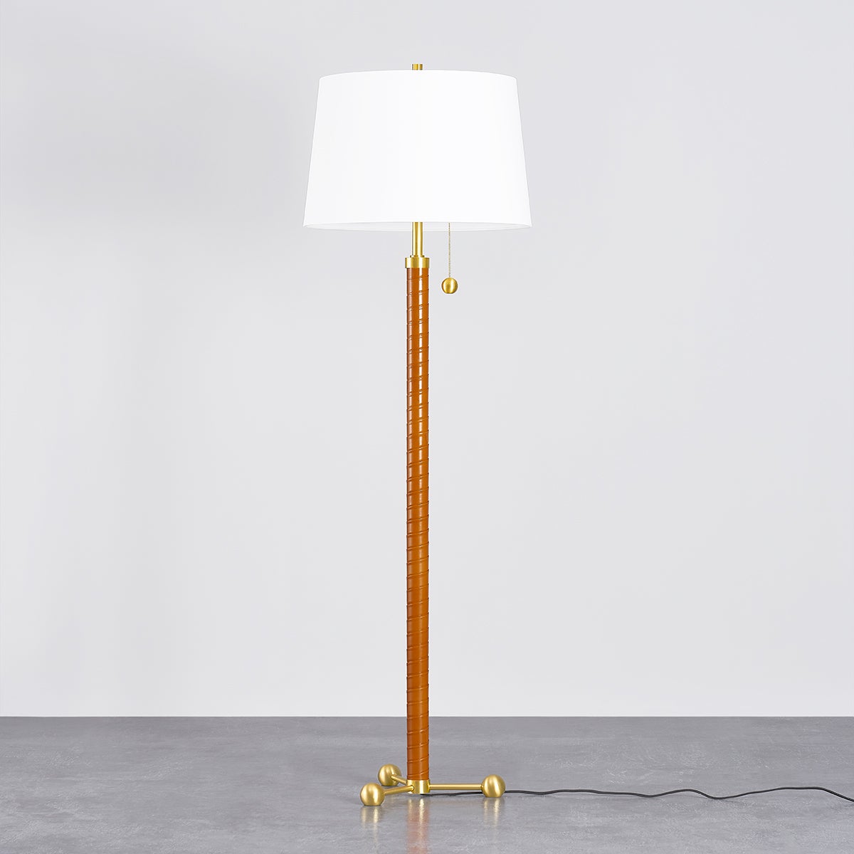 Noho Floor Lamp By Hudson Valley Lighting, 69.5” Tall, Aged Brass Finish, Dimmable, Modern Elegance