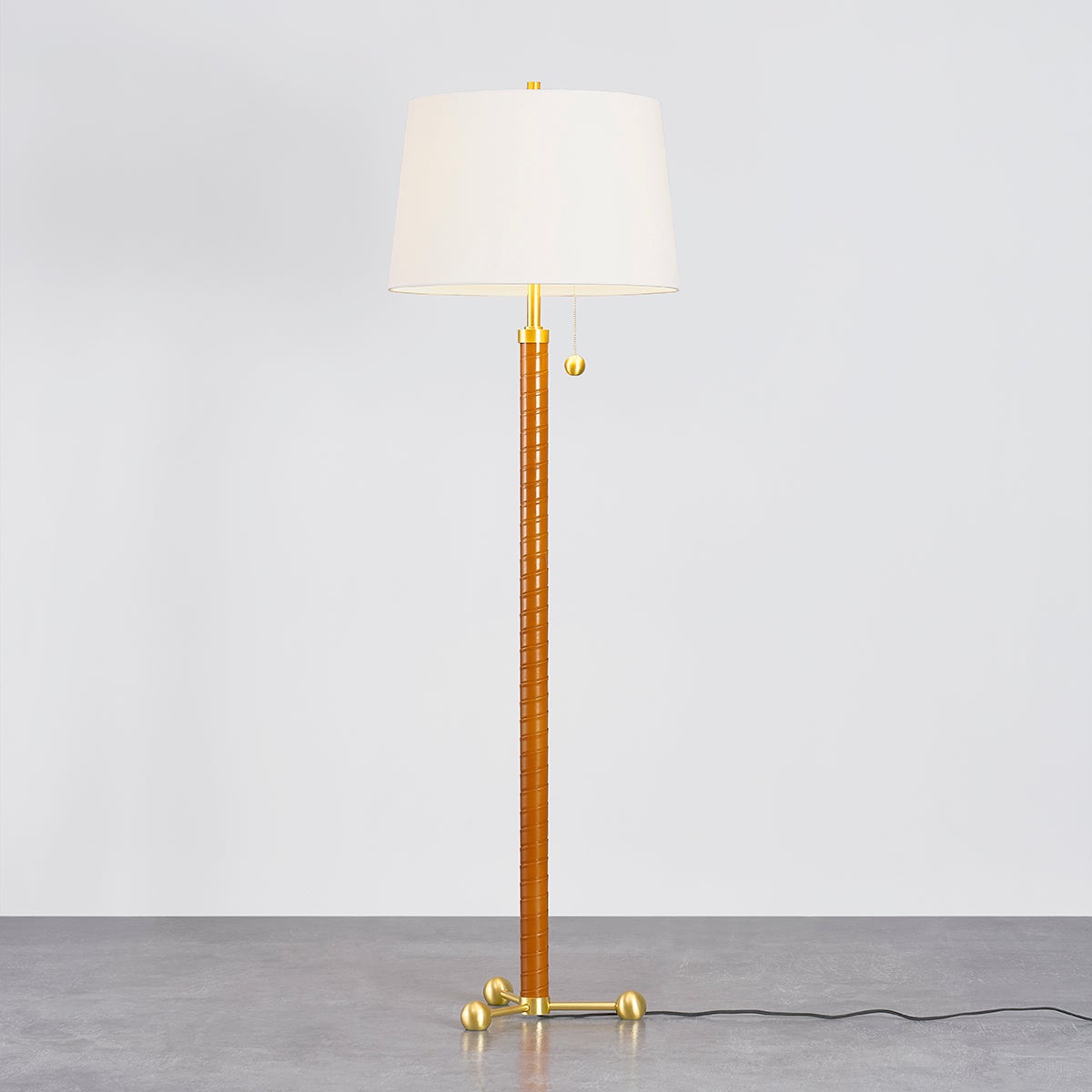 Noho Floor Lamp By Hudson Valley Lighting, 69.5” Tall, Aged Brass Finish, Dimmable, Modern Elegance