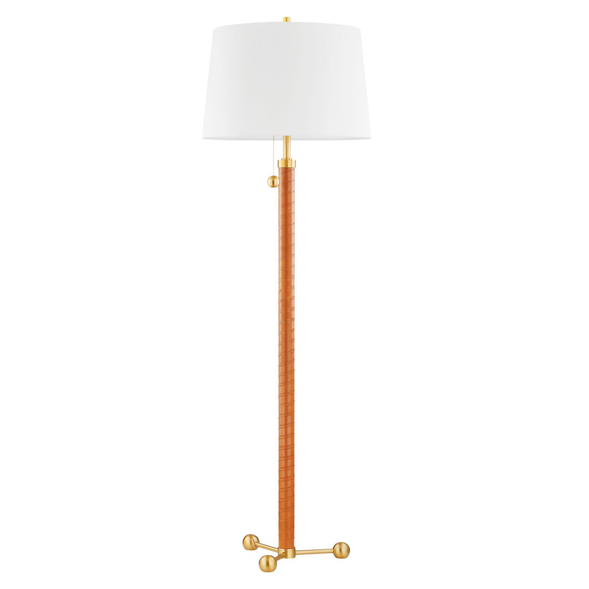 Noho Floor Lamp By Hudson Valley Lighting, 69.5” Tall, Aged Brass Finish, Dimmable, Modern Elegance