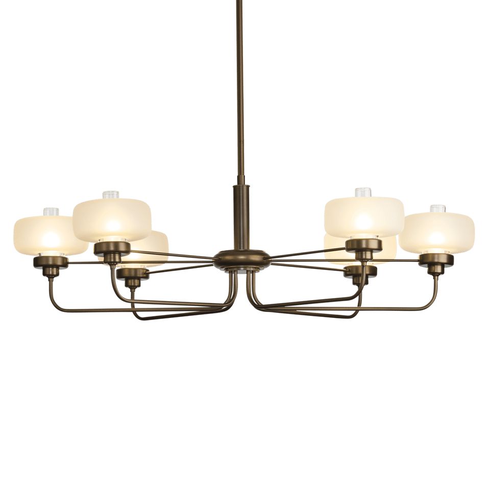 Hubbardton Forge Nola Pendant Light, 6 Bulbs, Adjustable 18.3"-60.3", Dimmable, Glass Shade, Multiple Finishes